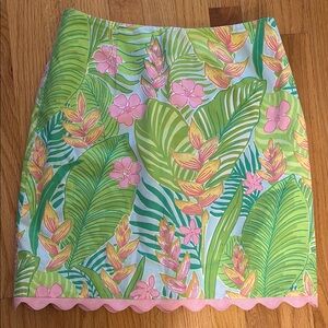Lilly Pulitzer Floral Green and Pink Skirt. Size 4